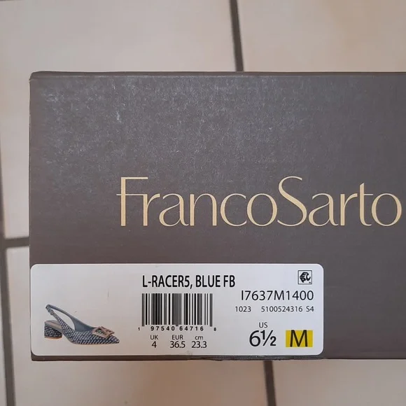 Franco Sarto Textured Blue Slingback Heels Sz 6.5 - Picture 9 of 9